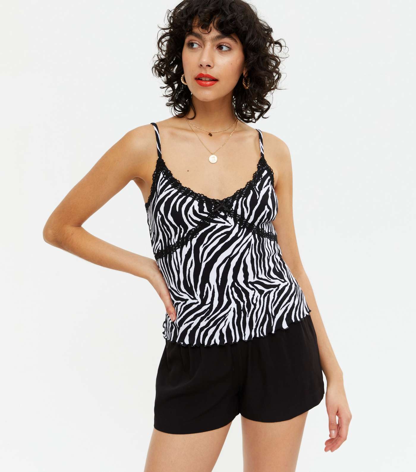 Black Zebra Print Lace Cami