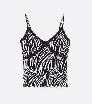 Black Zebra Print Lace Cami