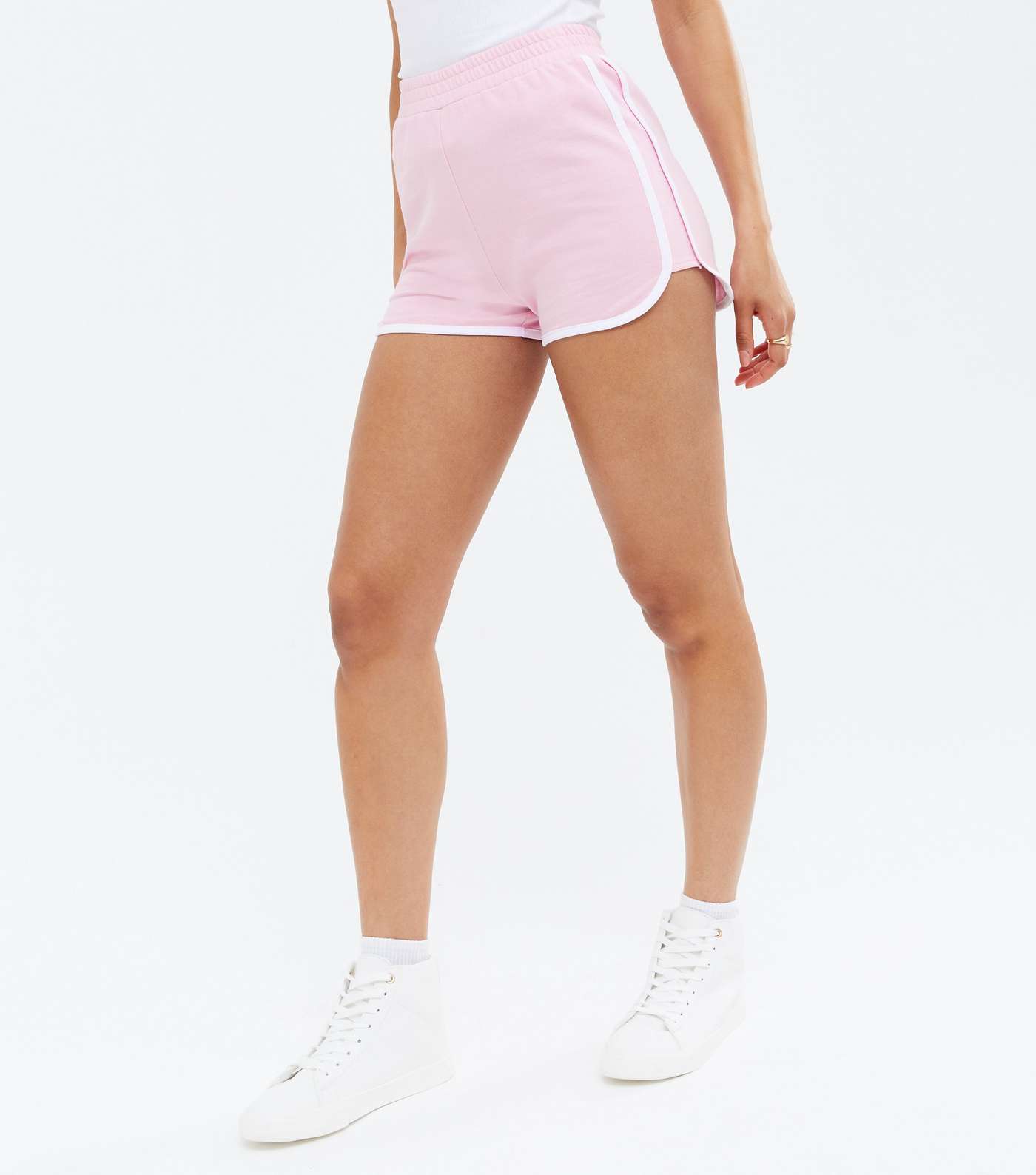Pink Piped Runner Shorts Image 2