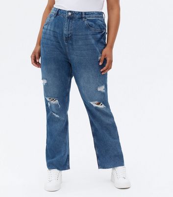 straight leg jeans with rips