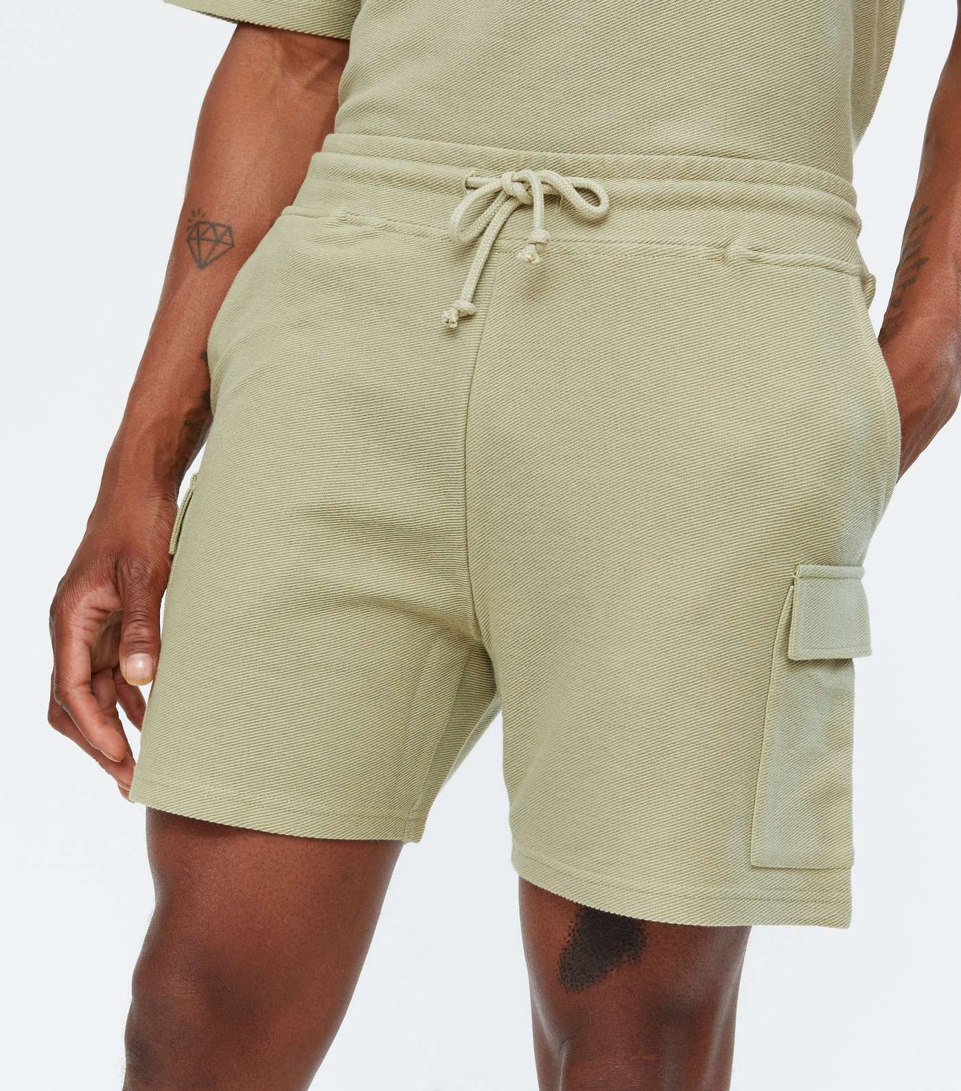 Olive Twill Cargo Shorts Image 3