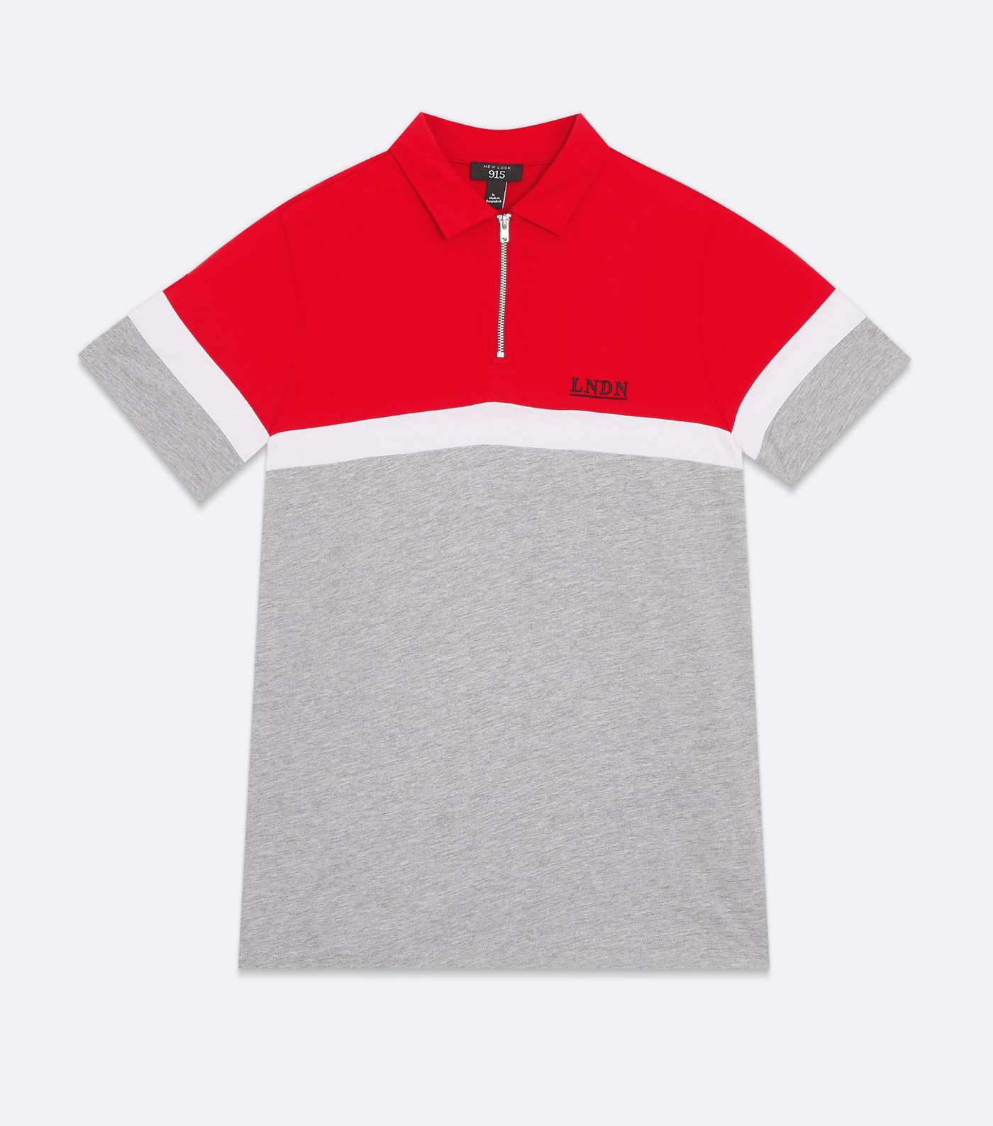 Boys Grey Colour Block LNDN Logo Polo Shirt Image 5