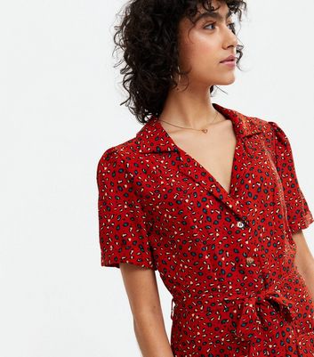 yumi animal print shirt dress