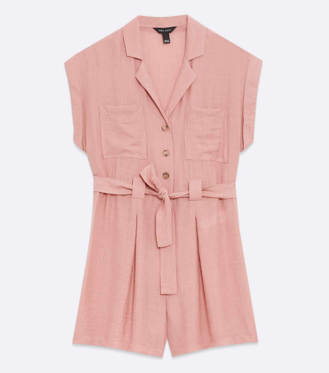 Mid Pink Revere Collar Belted Playsuit Image 5