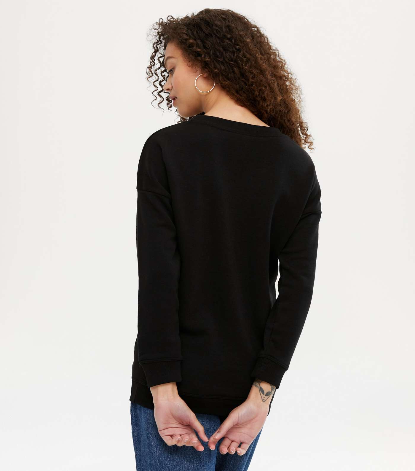 Petite Black Long Sweatshirt Image 4