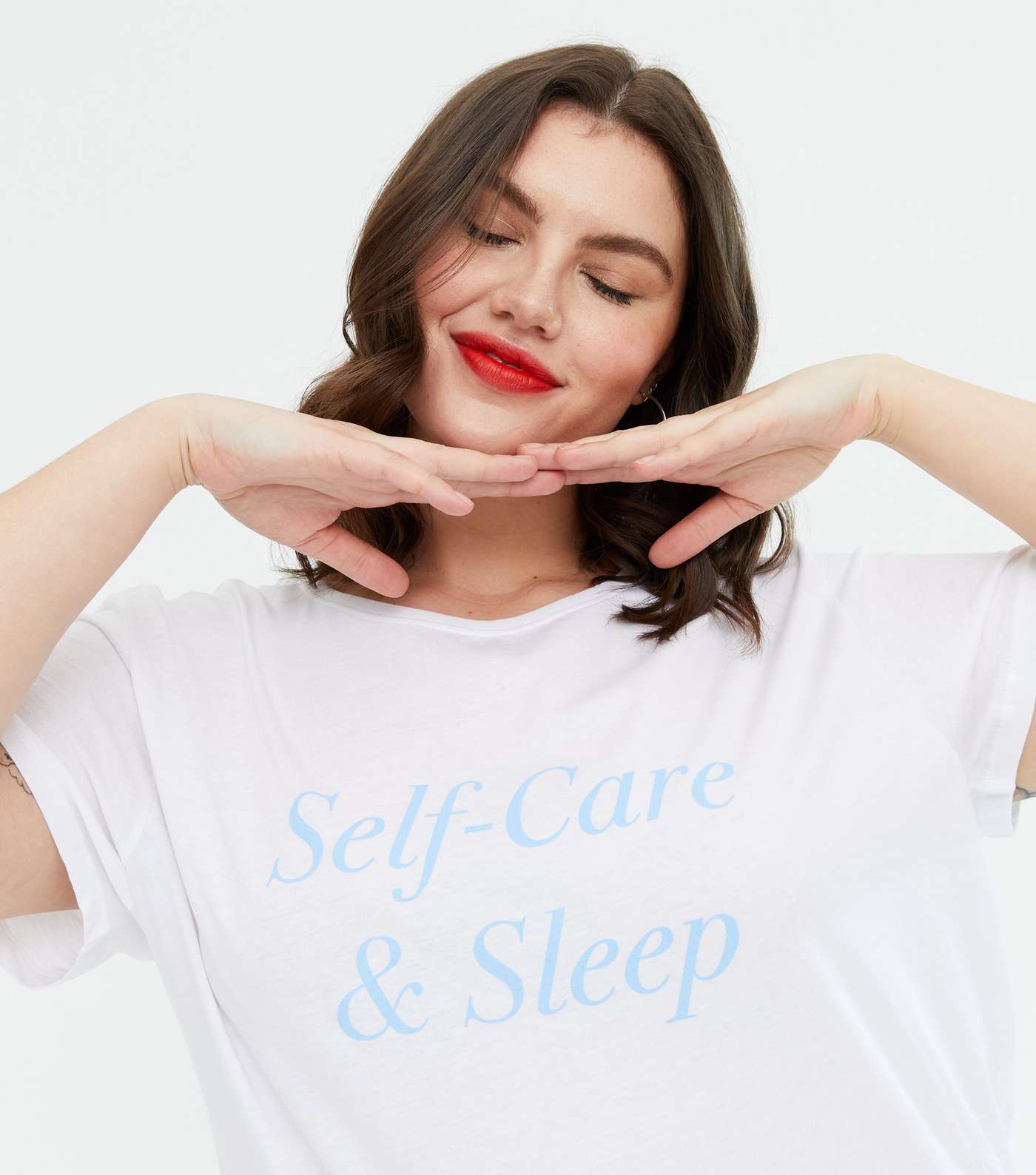 Curves White Self Care & Sleep Logo T-Shirt