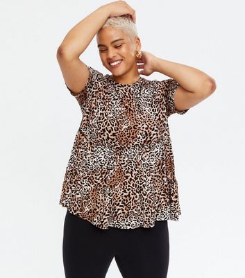 Curves Brown Leopard Print Tiered 
