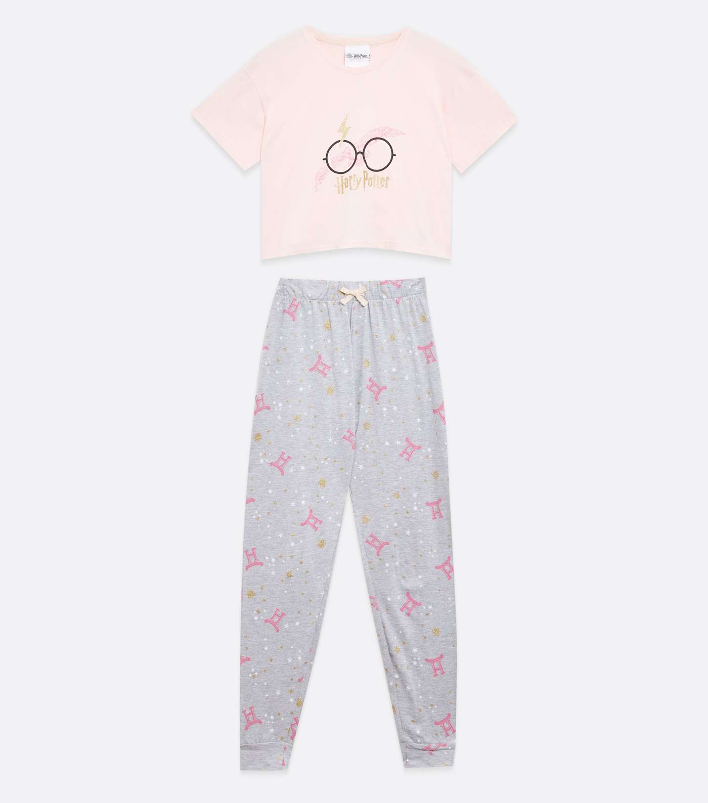 Girls Light Grey Jogger Pyjama Set with Harry Potter Logo  Image 5