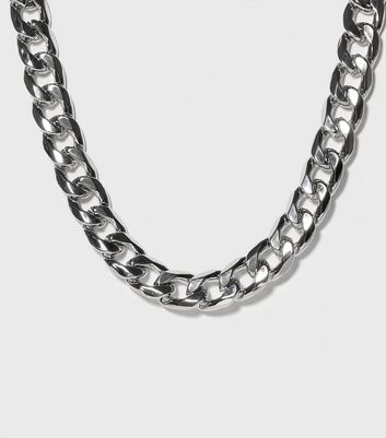 Silver Plain Chunky Chain Necklace 