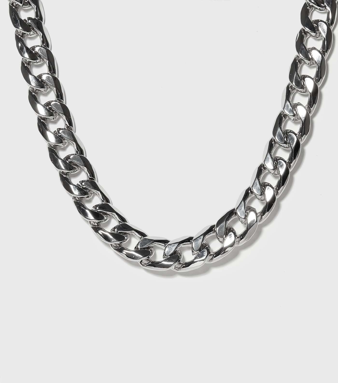 Silver Plain Chunky Chain Necklace