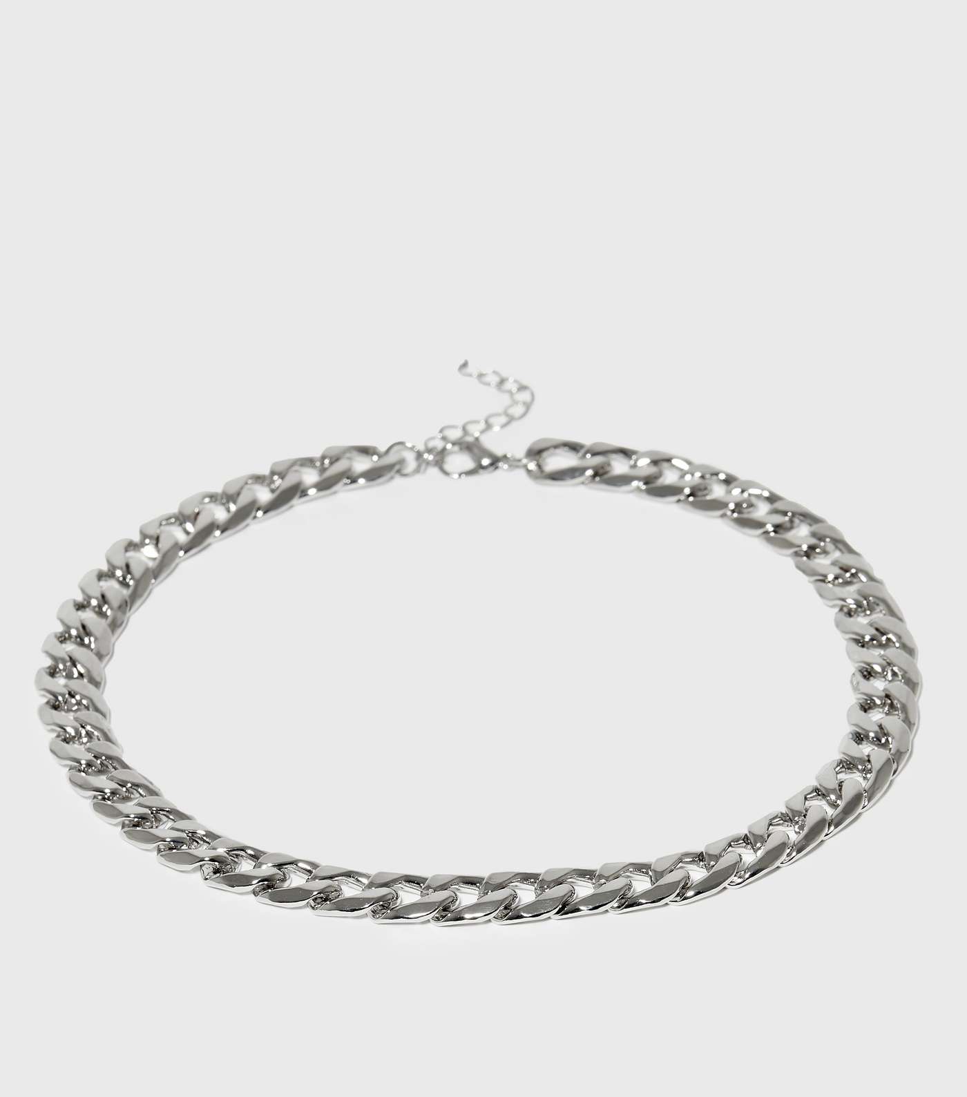 Silver Plain Chunky Chain Necklace Image 3