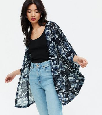 navy floral cardigan