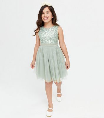 Mini Maya Light Green Sequin Bow Dress ...