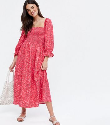 Shirred puff sleeve dress Clearance