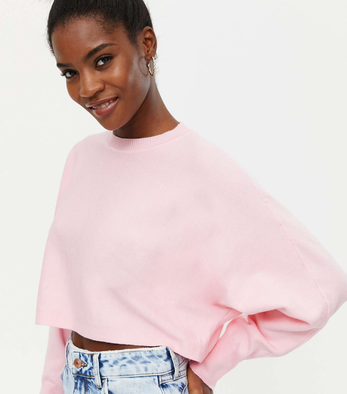 Pink Vanilla Pink Knit Crop Sweatshirt  Image 3