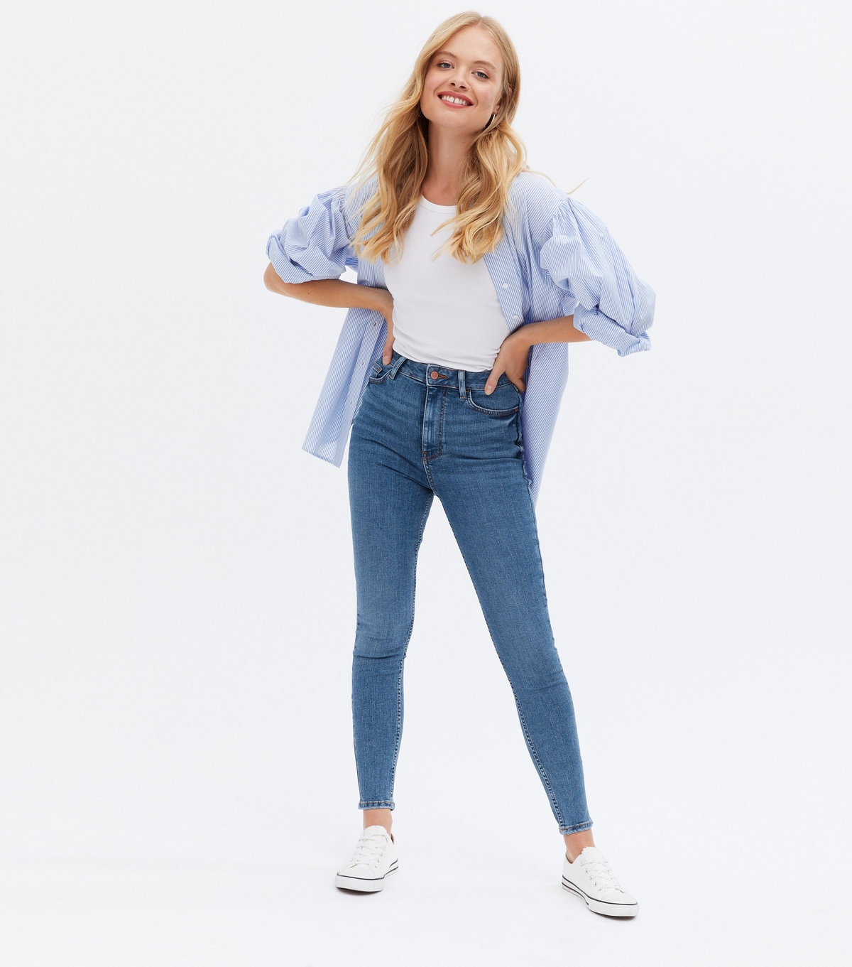 Women's Blue Lift & Shape Jenna Skinny Jeans New Look