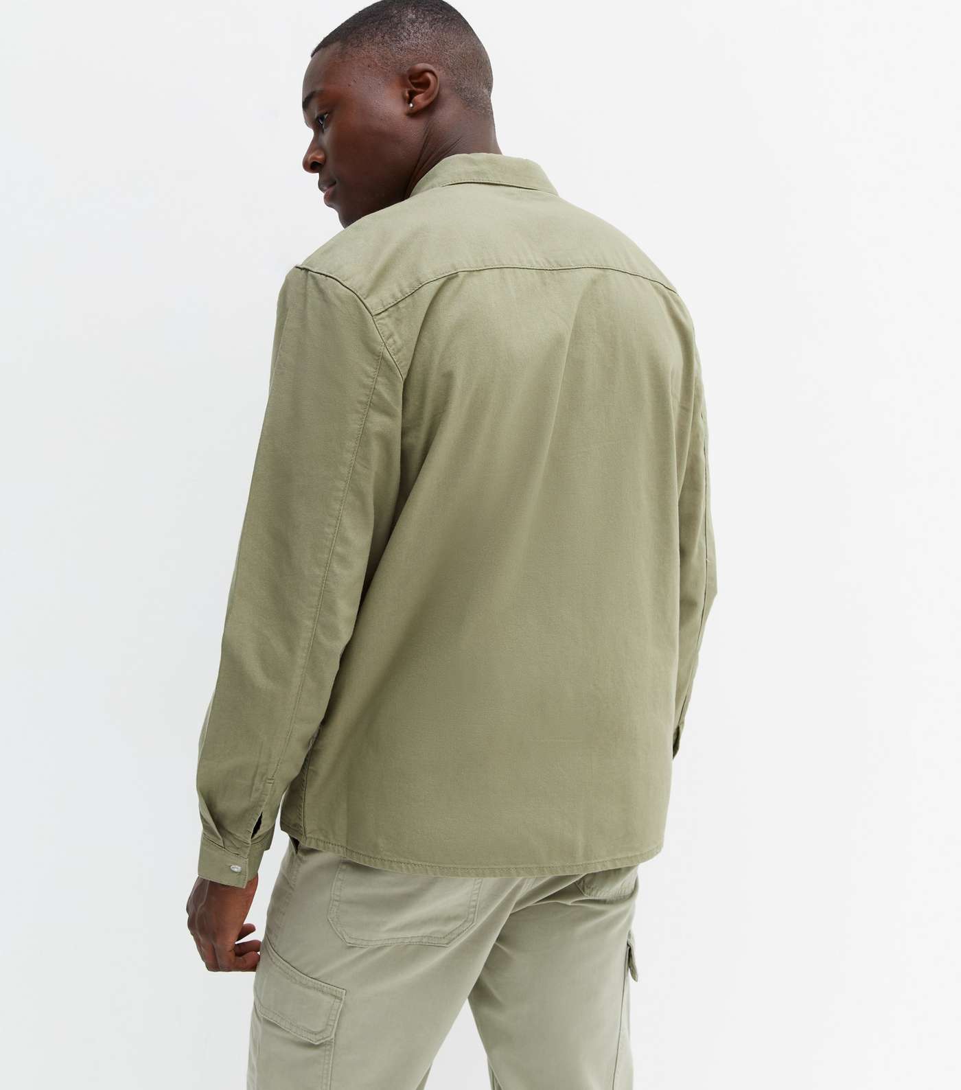 Olive Long Sleeve Zip Overshirt Image 4