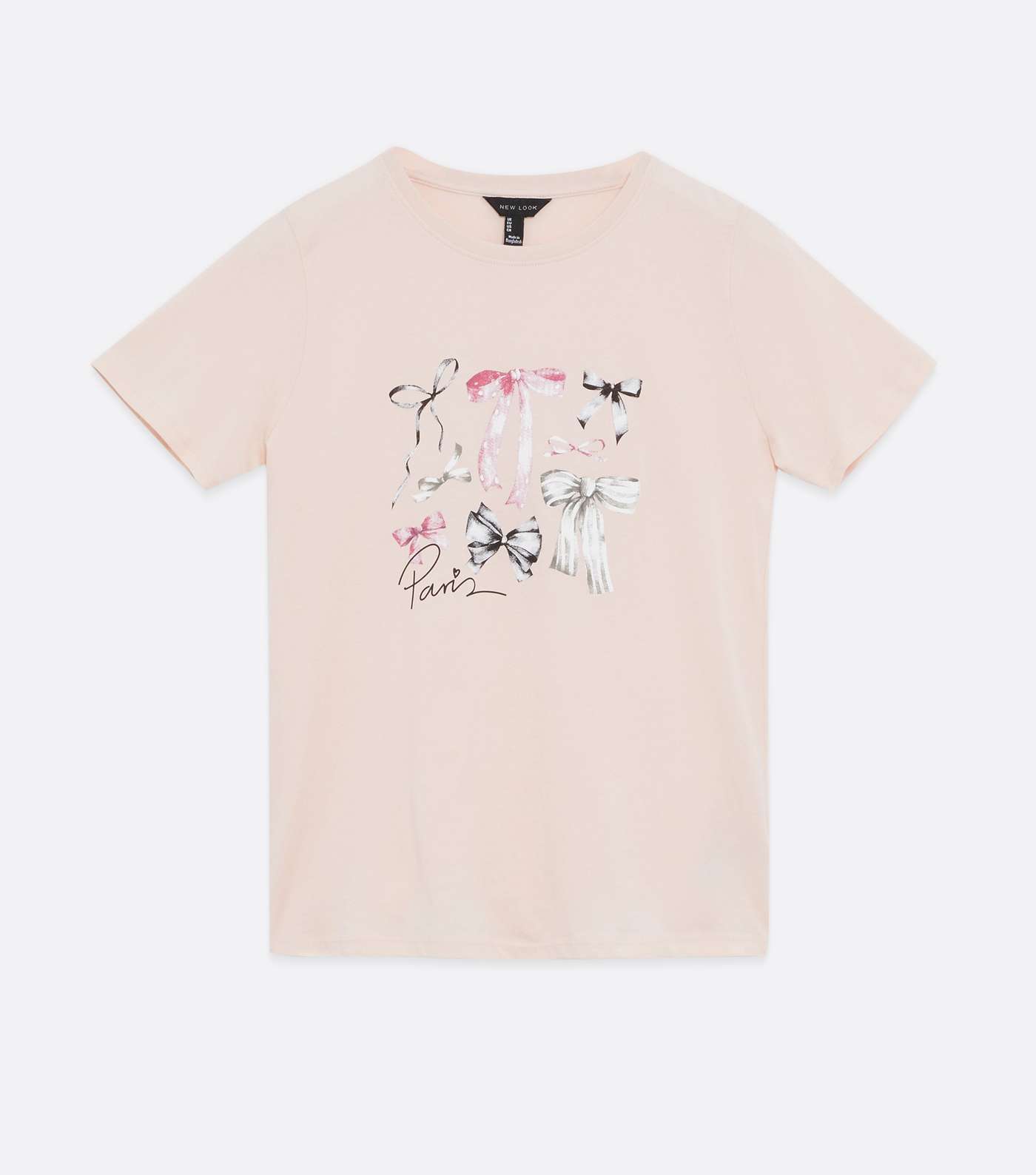 Pale Pink Bow Paris Logo T-Shirt  Image 5