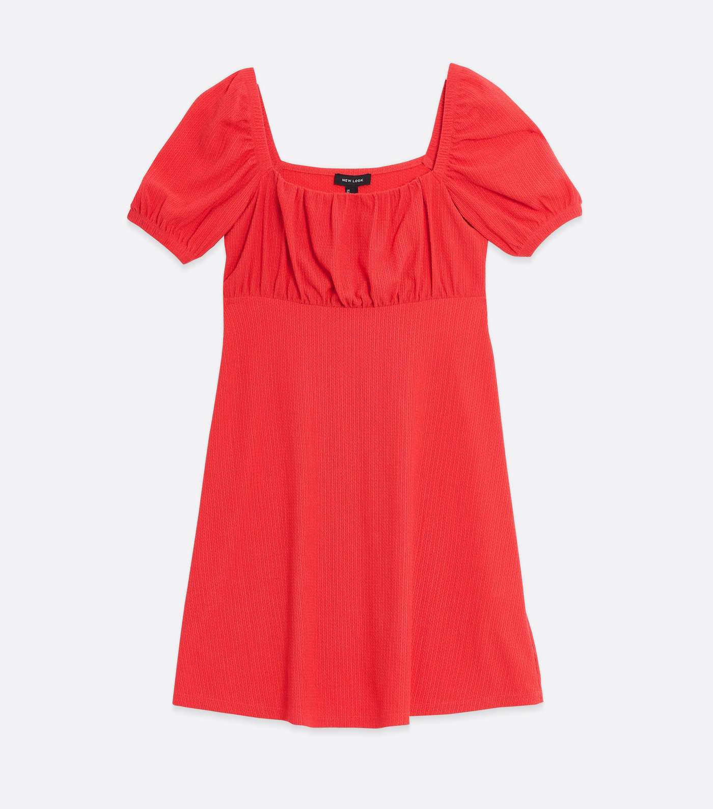 Red Crinkle Ruched Puff Sleeve Mini Dress Image 5