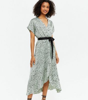 new look green animal print dress