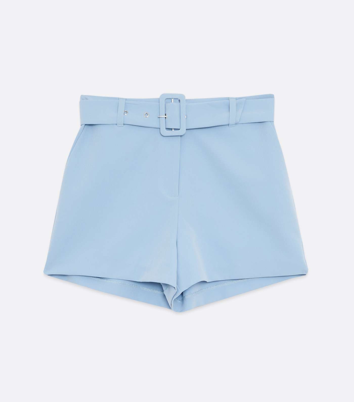 Pale Blue Belted High Waist Shorts Image 5