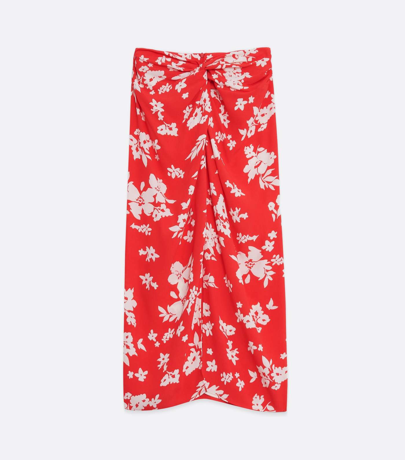 Red Floral Knot Front Midi Skirt  Image 5