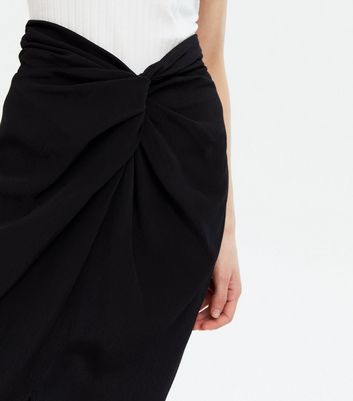 Black Knot Front Midi Skirt | New Look