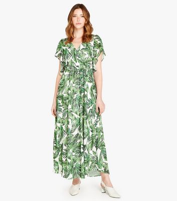 Green palm shop leaf maxi dress