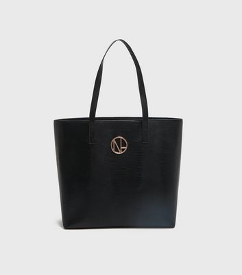 Black Faux Snake Embellished Tote Bag | New Look