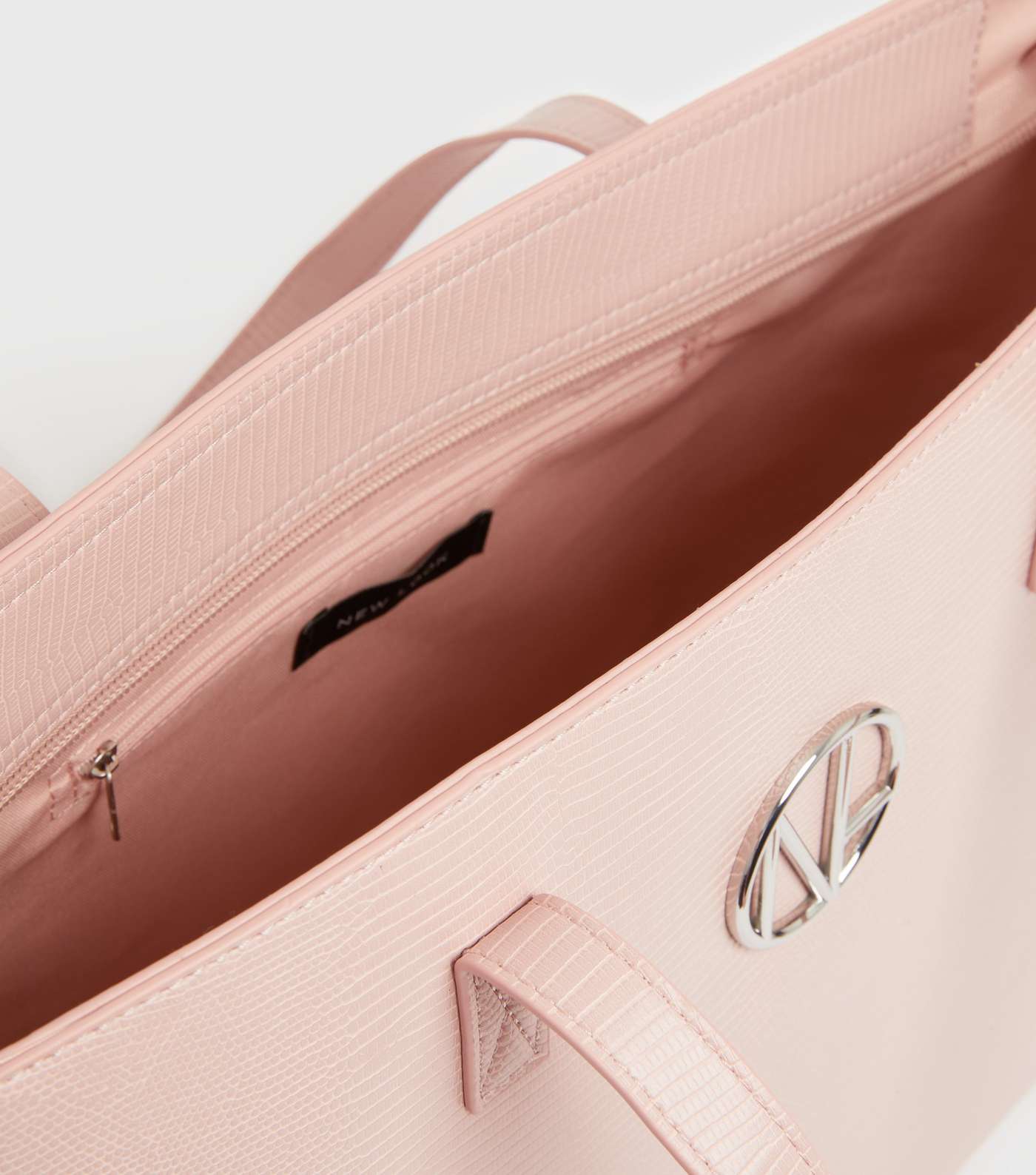 Pale Pink Faux Snake Embellished Tote Bag Image 4