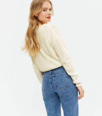 NA-KD White Ruched Tie Front Jumper 