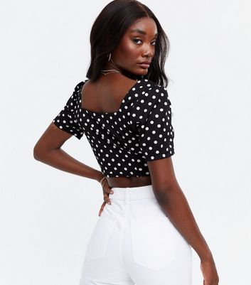 Pink polka dot crop top online