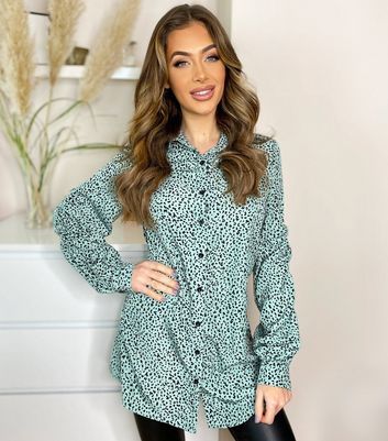 new look green leopard print blouse