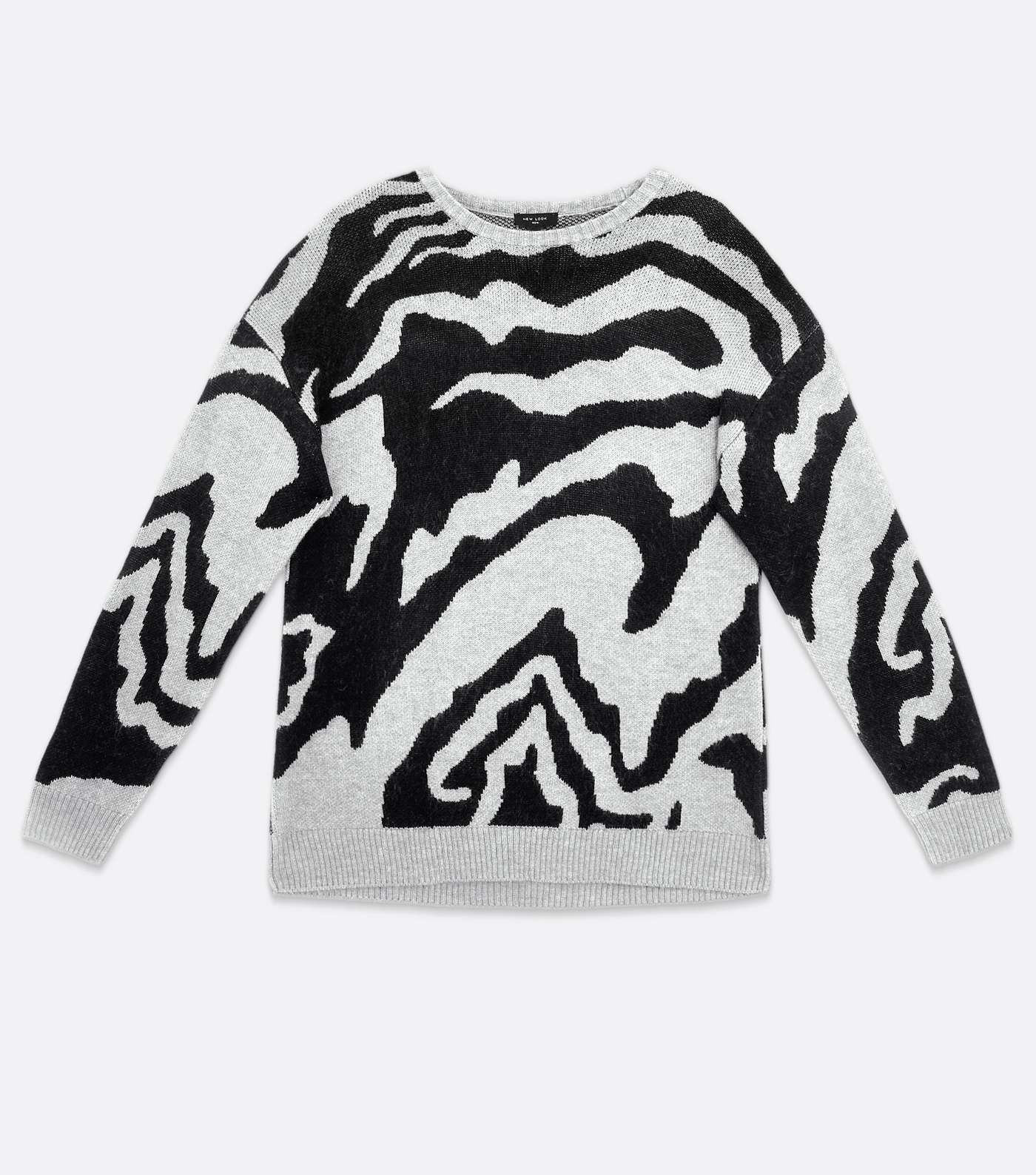 Pale Grey Tiger Pattern Relaxed Fit Jumper Image 5
