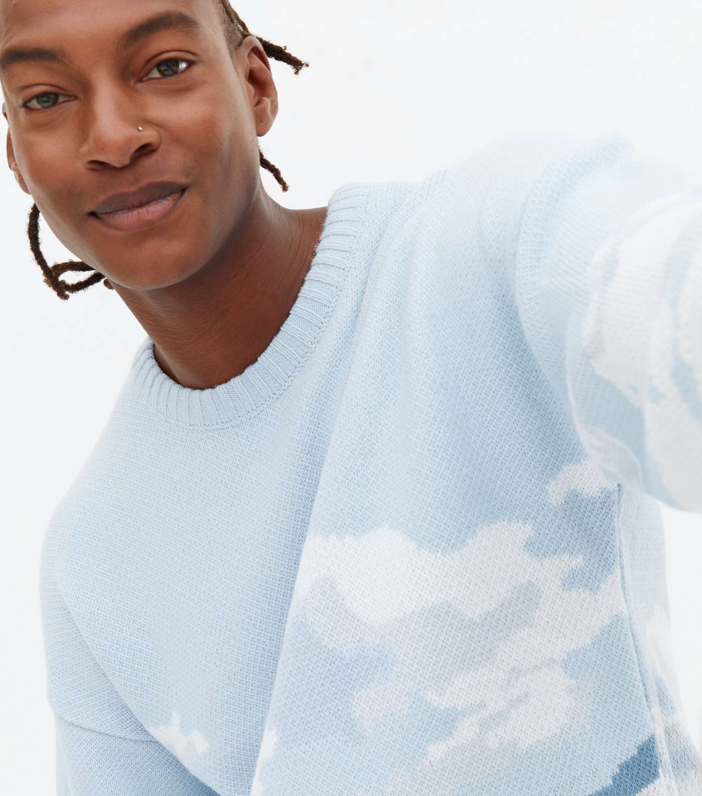 Pale Blue Cloud Relaxed Fit Jumper Image 3