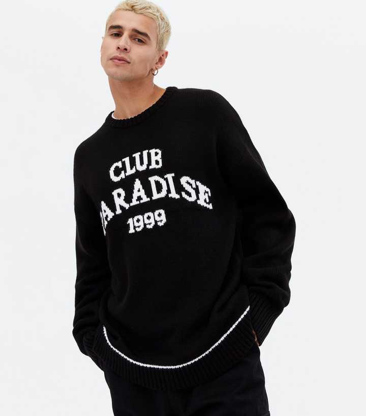 Black Club Paradise Logo Jumper | New Look