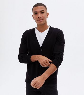 Black Fine Knit Long Sleeve Cardigan 