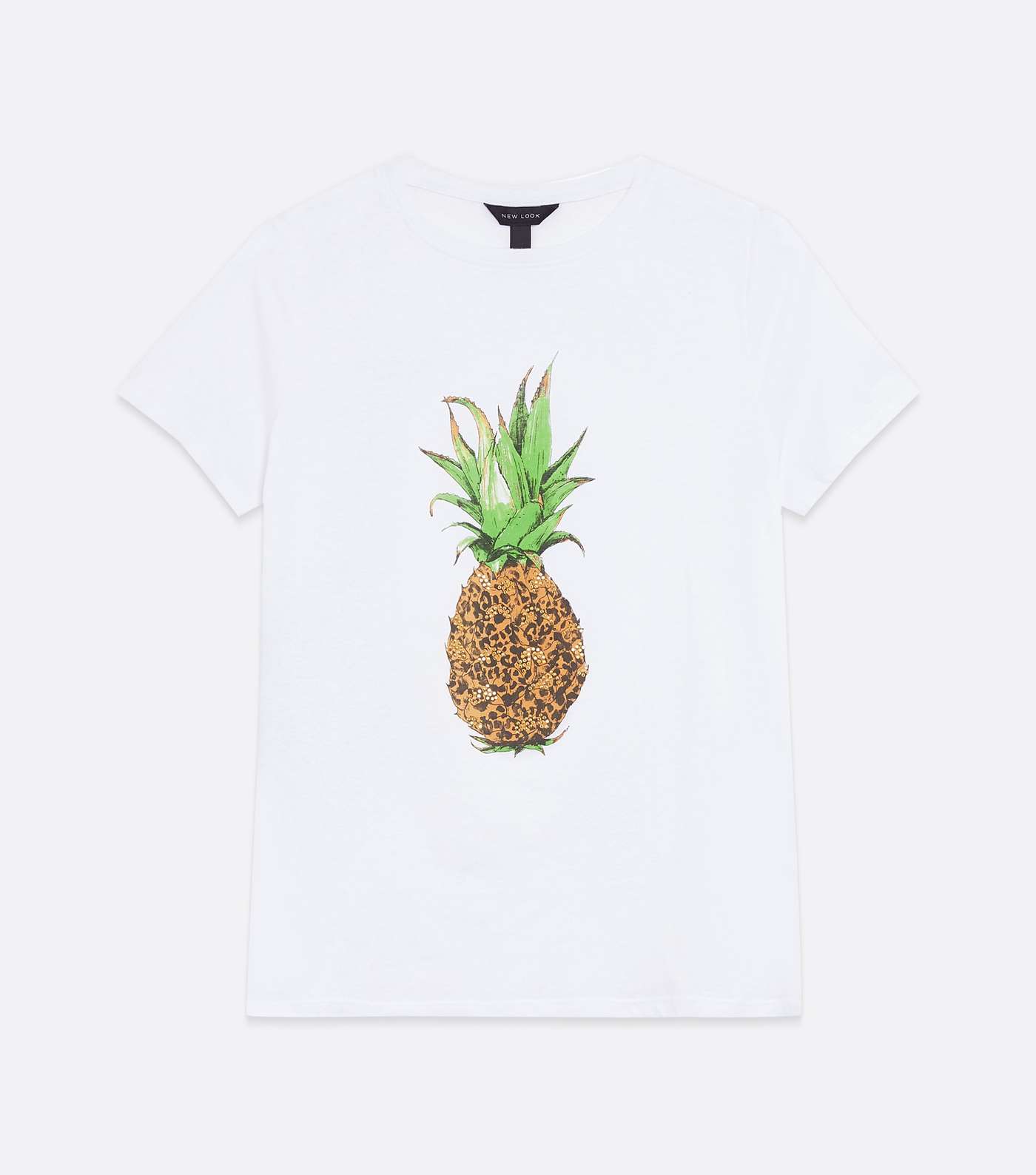 White Pineapple Print T-Shirt Image 5