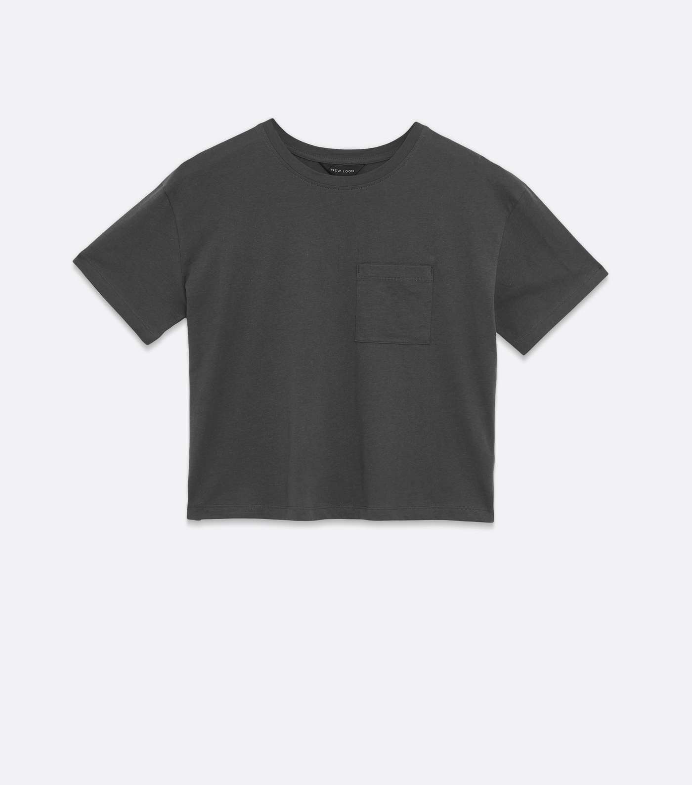 Dark Grey Pocket Front Boxy T-Shirt Image 5