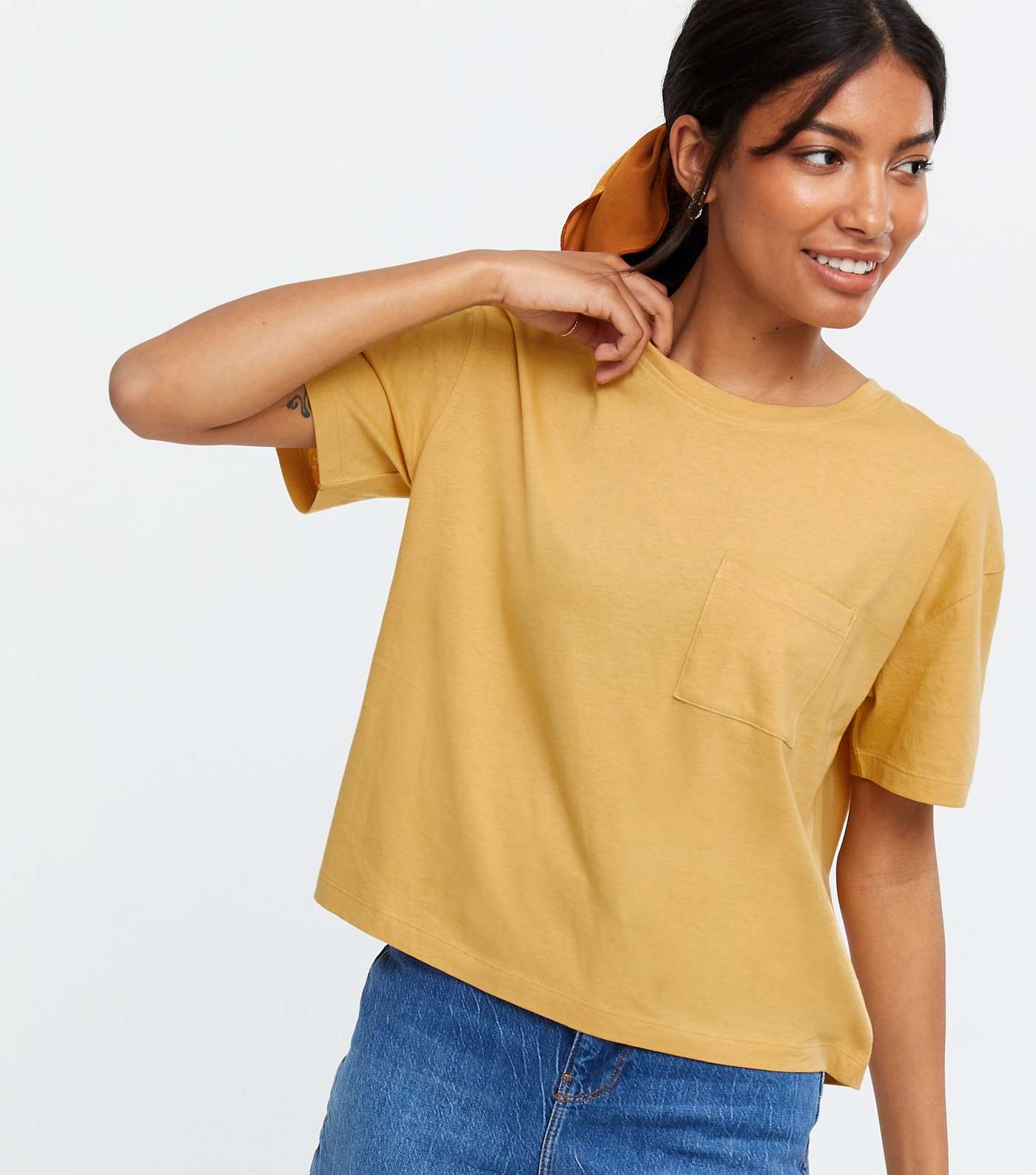 Mustard Pocket Front Boxy T-Shirt Image 3