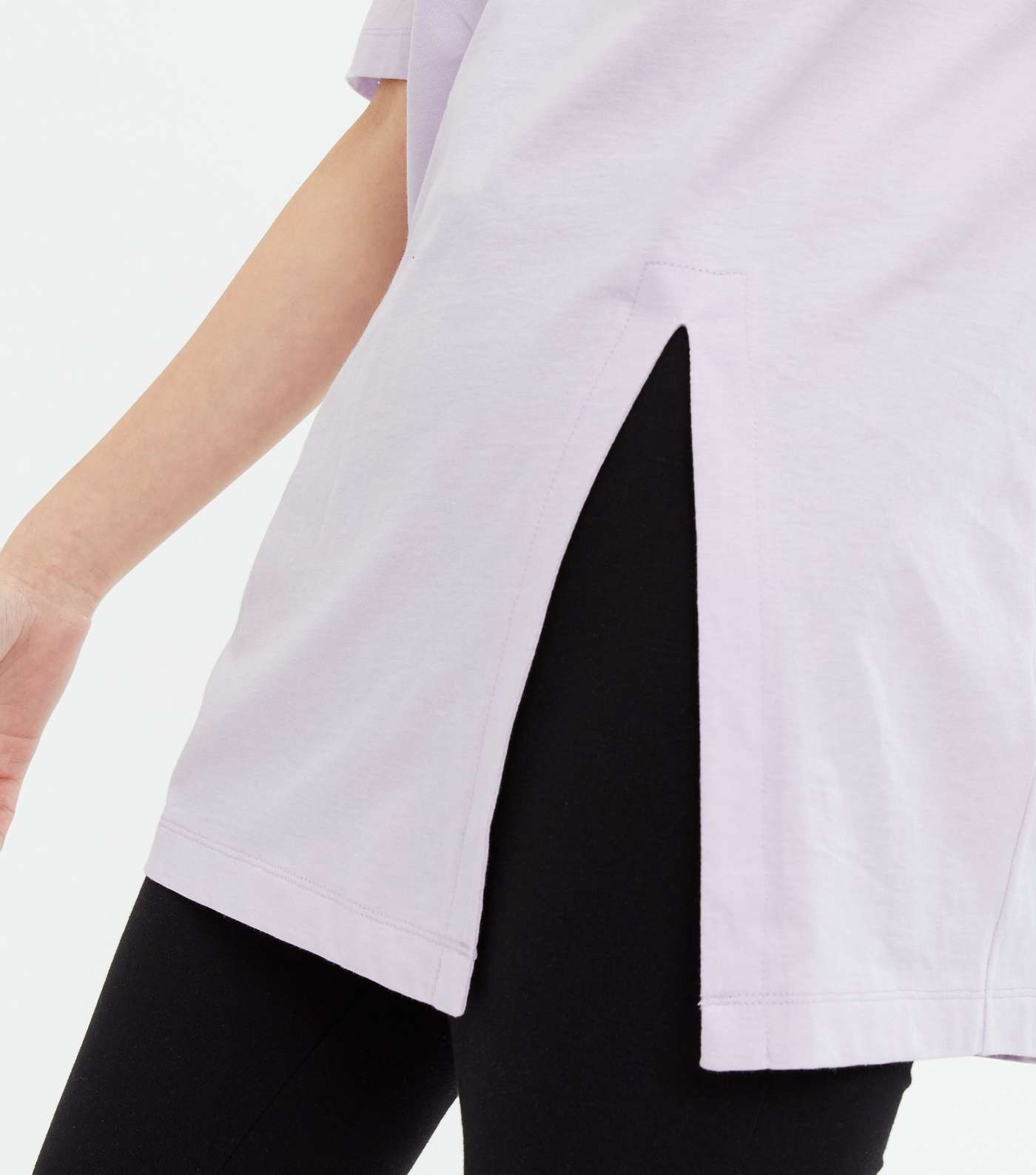 Lilac Split Hem Oversized T-Shirt Image 3