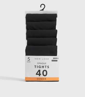 5 Pack Black Opaque 40 Denier Tights