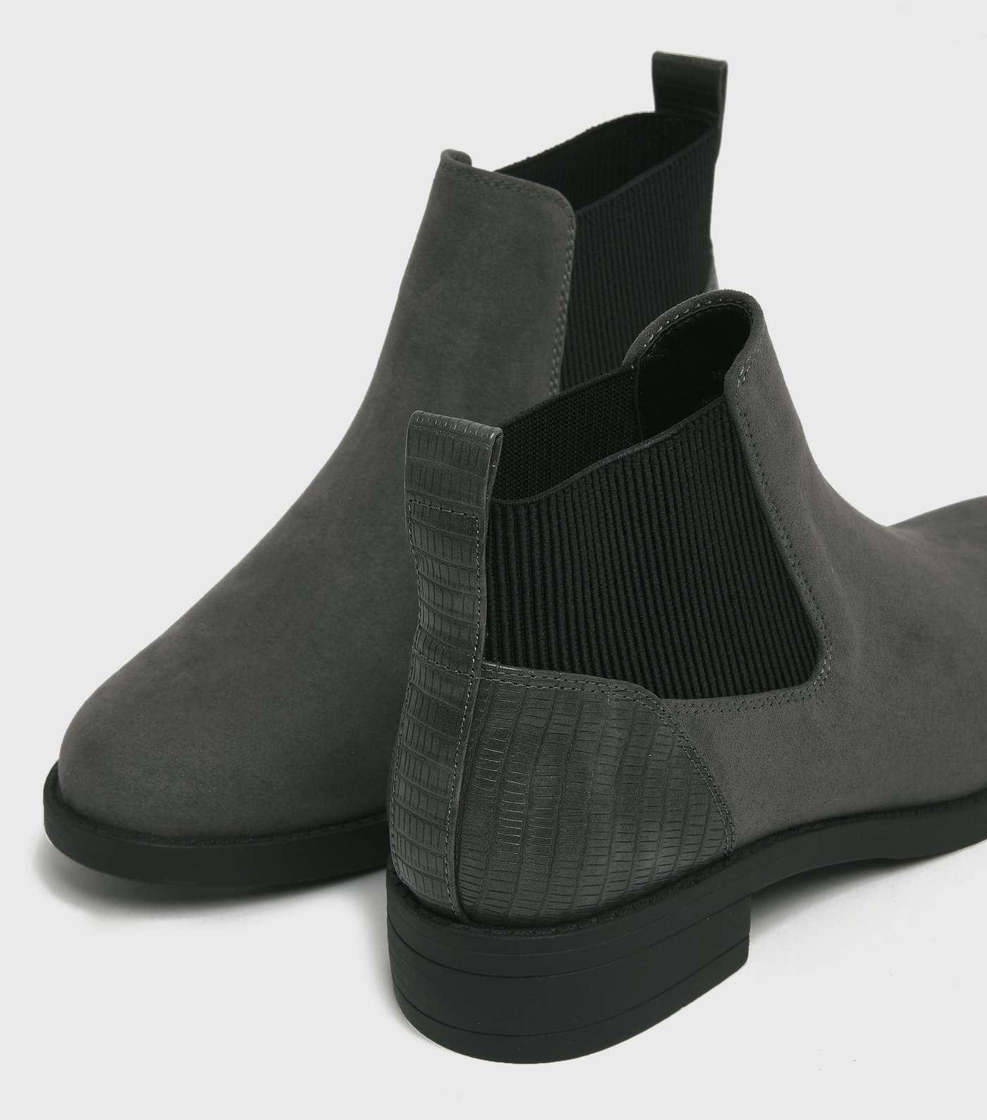 Grey Suedette Elasticated Chelsea Boots Image 4