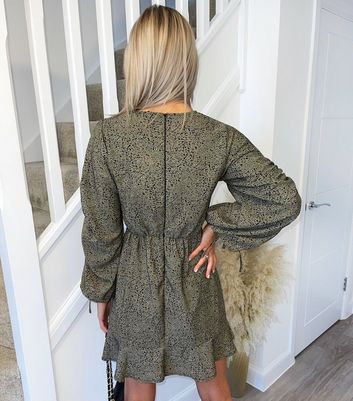 AX Paris Olive Animal Print Ruched 
