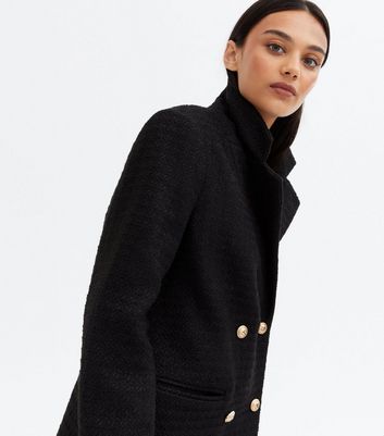 Click to view product details and reviews for Black Bouclé Double Breasted Long Blazer New Look.