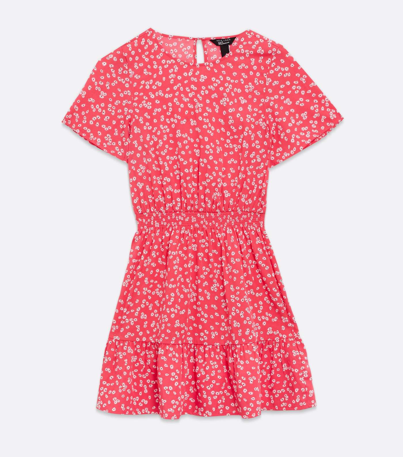 Girls Red Ditsy Floral Frill Hem Mini Dress Image 5