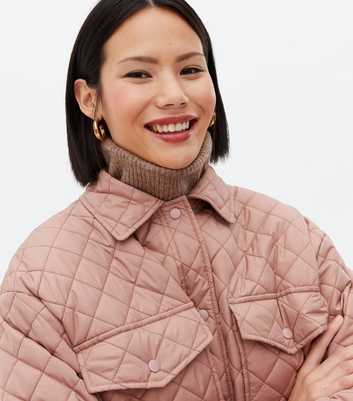 Mid Pink Quilted Pocket Front Shacket