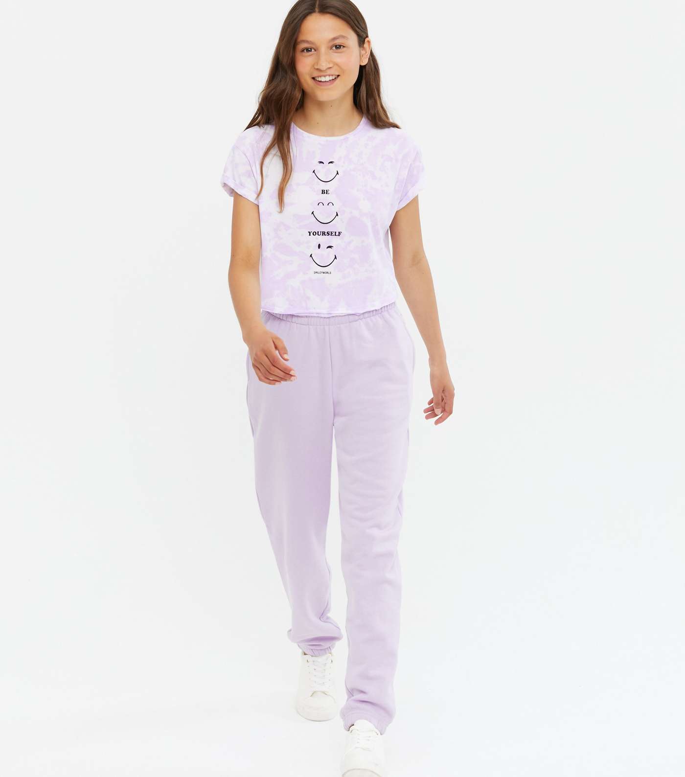 Girls Purple Tie Dye SmileyWorld Logo T-Shirt Image 2
