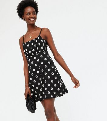 white and black polka dot dress new look