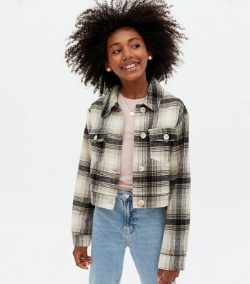 checkered crop jacket